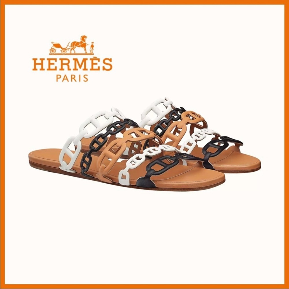 Hermes Thalassa sandal w/Chaine d’Ancre motif 💯 Authentic